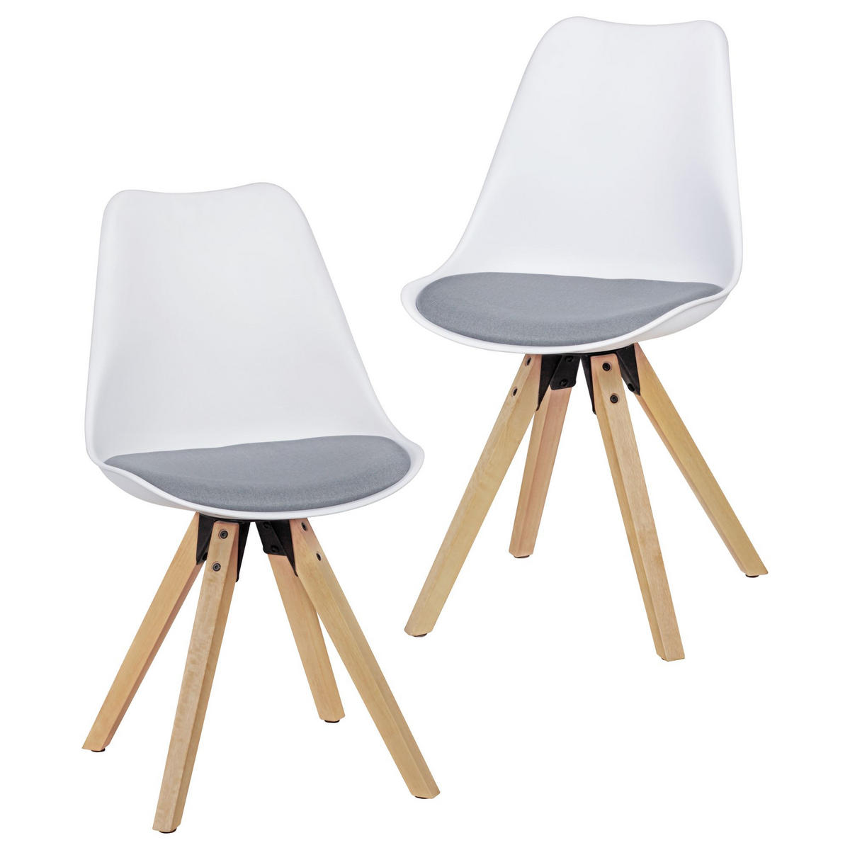 ESSZIMMERSTUHL 2er Set Stoffbezug mit Holzgestell Skandinavisch gepolstert, Weiß 49x52x87 cm - Beige/Weiß, Holz/Textil (49/87/52cm) - KADIMA DESIGN