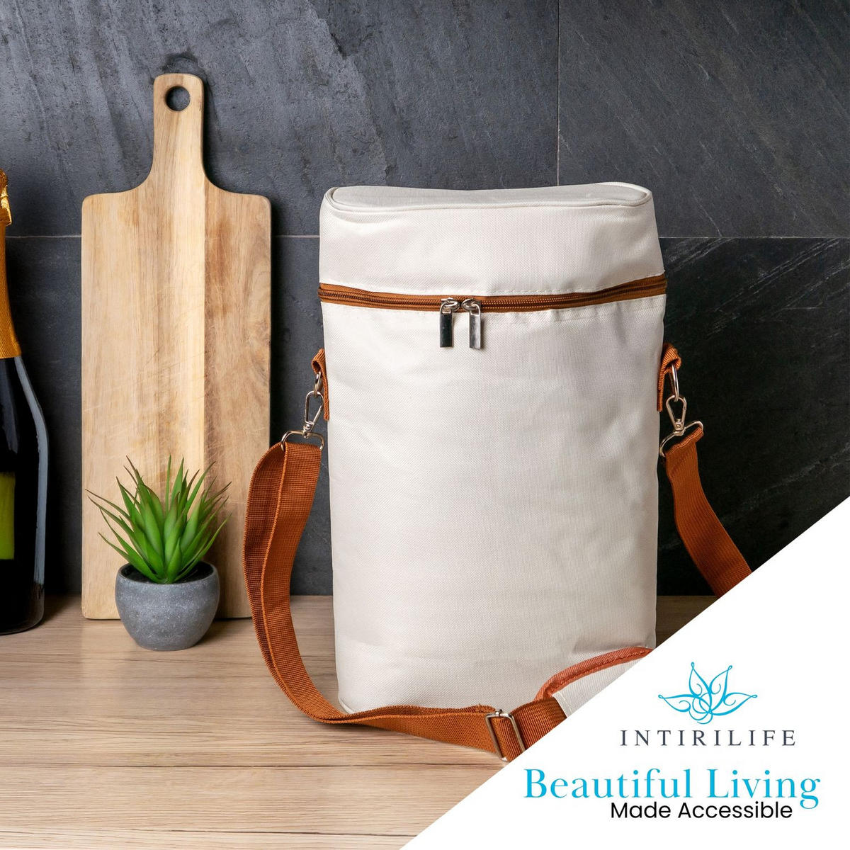 KÜHLTASCHE für Getränke 2 Flaschen 21/9.7/35.6 cm - Weiß, Textil (8.3/35.6cm) - Intirilife