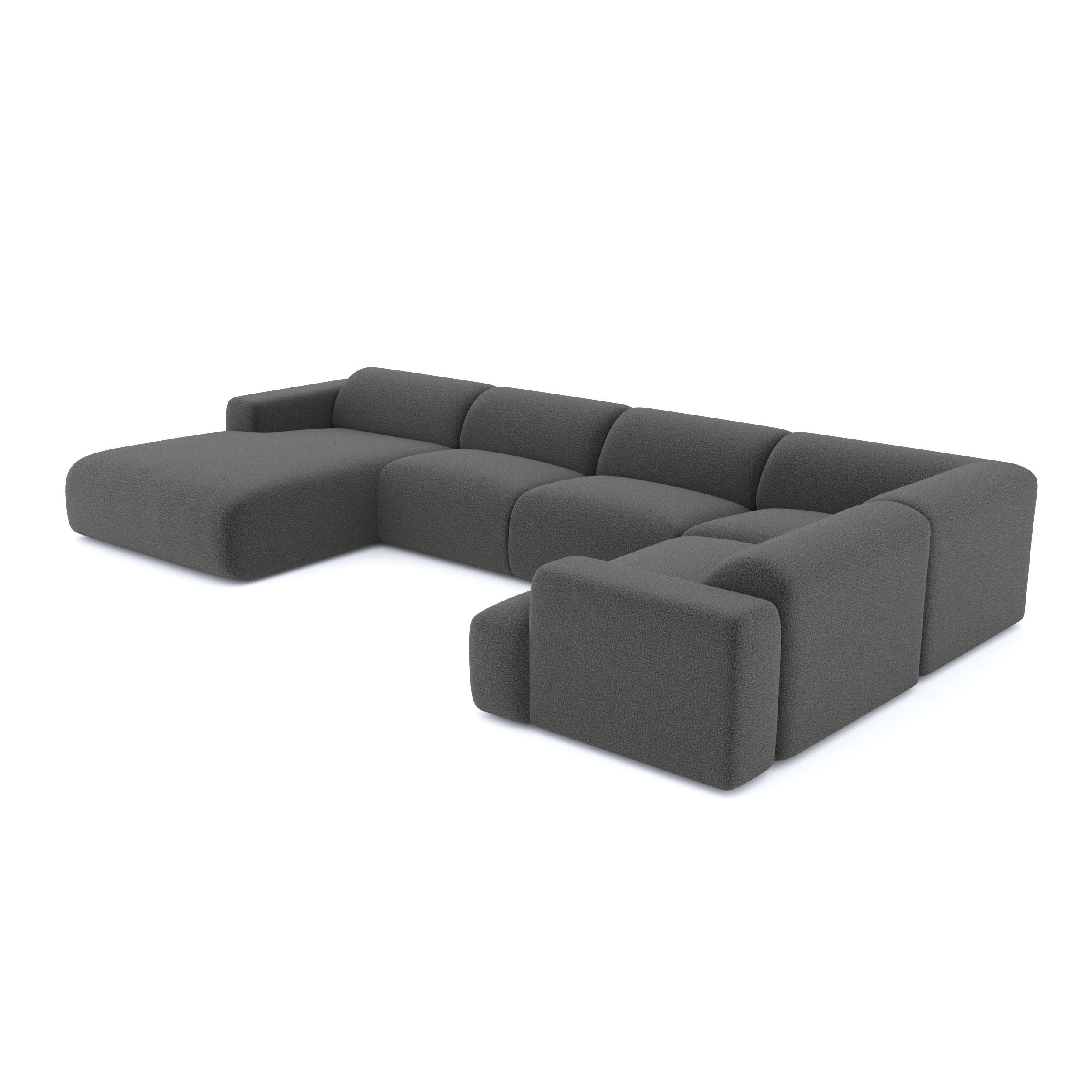 WOHNLANDSCHAFT Bouclé-Stoff Graphitgrau 354cm - Graphitfarben/Grau, Textil (354/164cm) - Sia Home