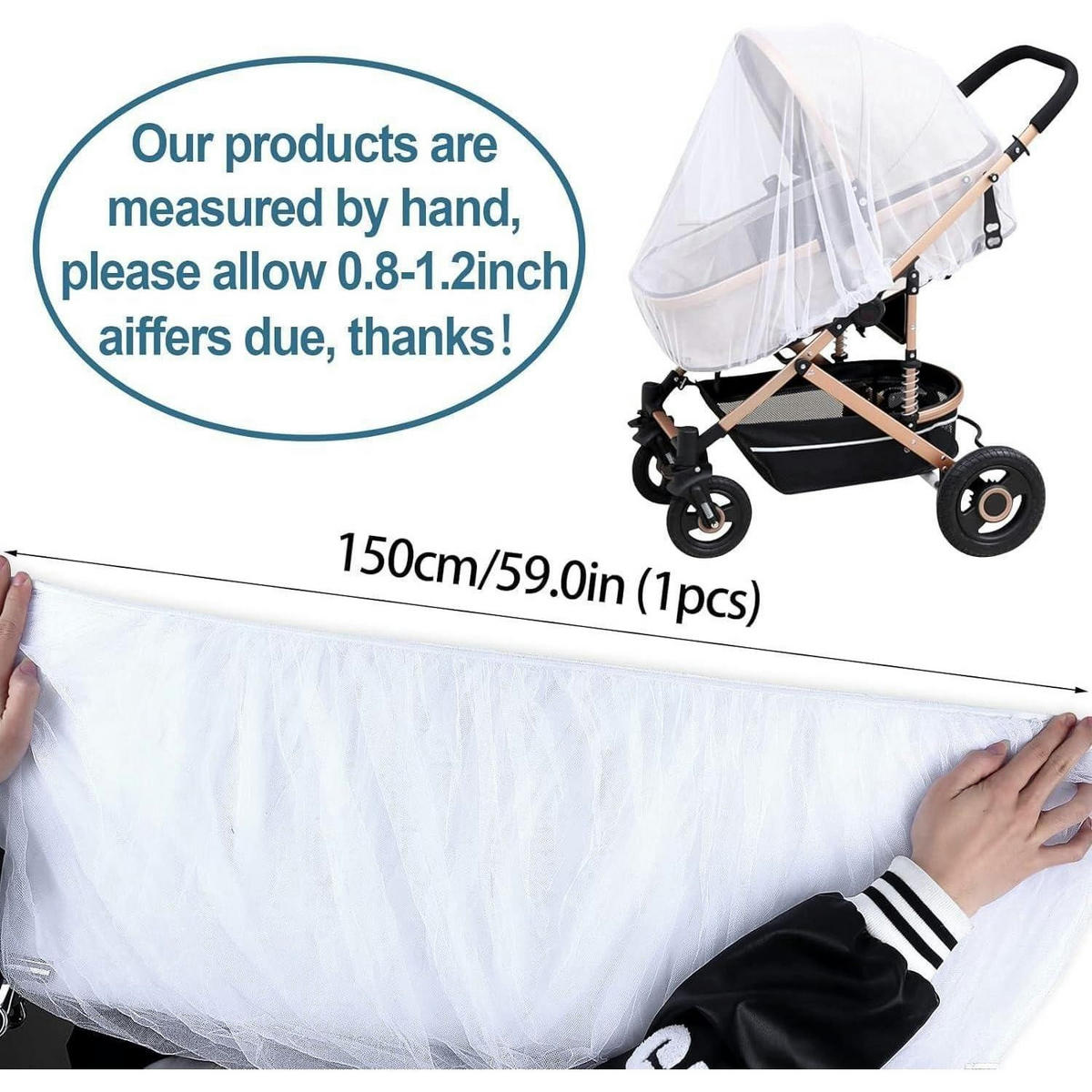 MOSKITONETZ Kinderwagen Universal Insektenschutz Weiß - Weiß, Textil