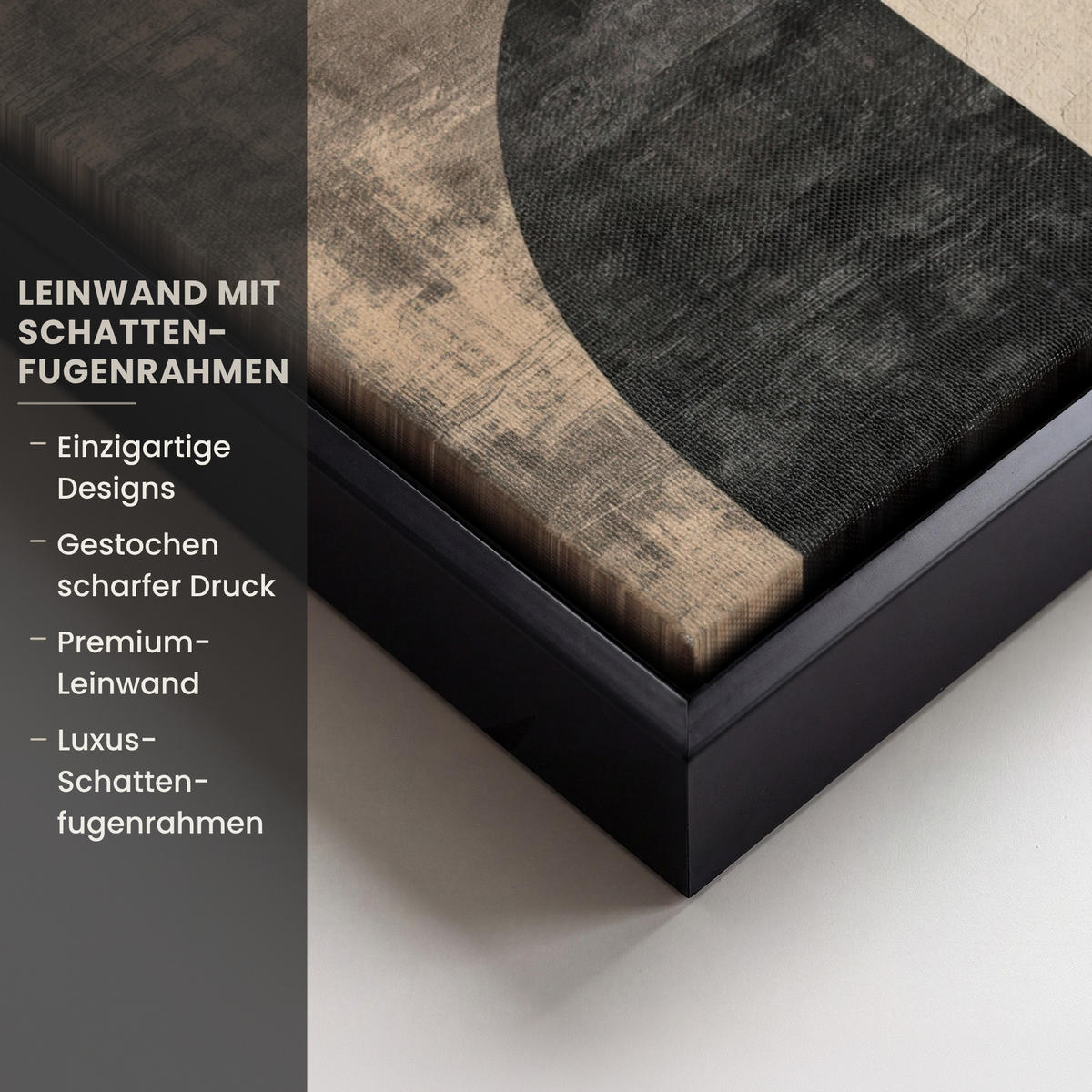 LEINWAND Bilder mit Rahmen - Abstrakt - Flugzeuge - Schwarz - Rund - 20x30 - Beige, Textil (20/30cm) - MuchoWow