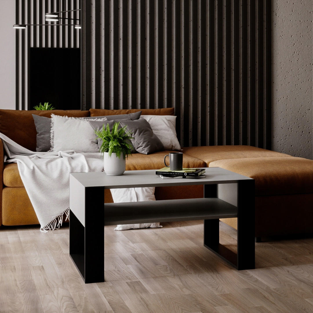 COUCHTISCH Karo92 92/45/53,6 - Dunkelgrau/Schwarz, Holzwerkstoff (54/92/45cm) - RAUMHIRSCH FURNITURE