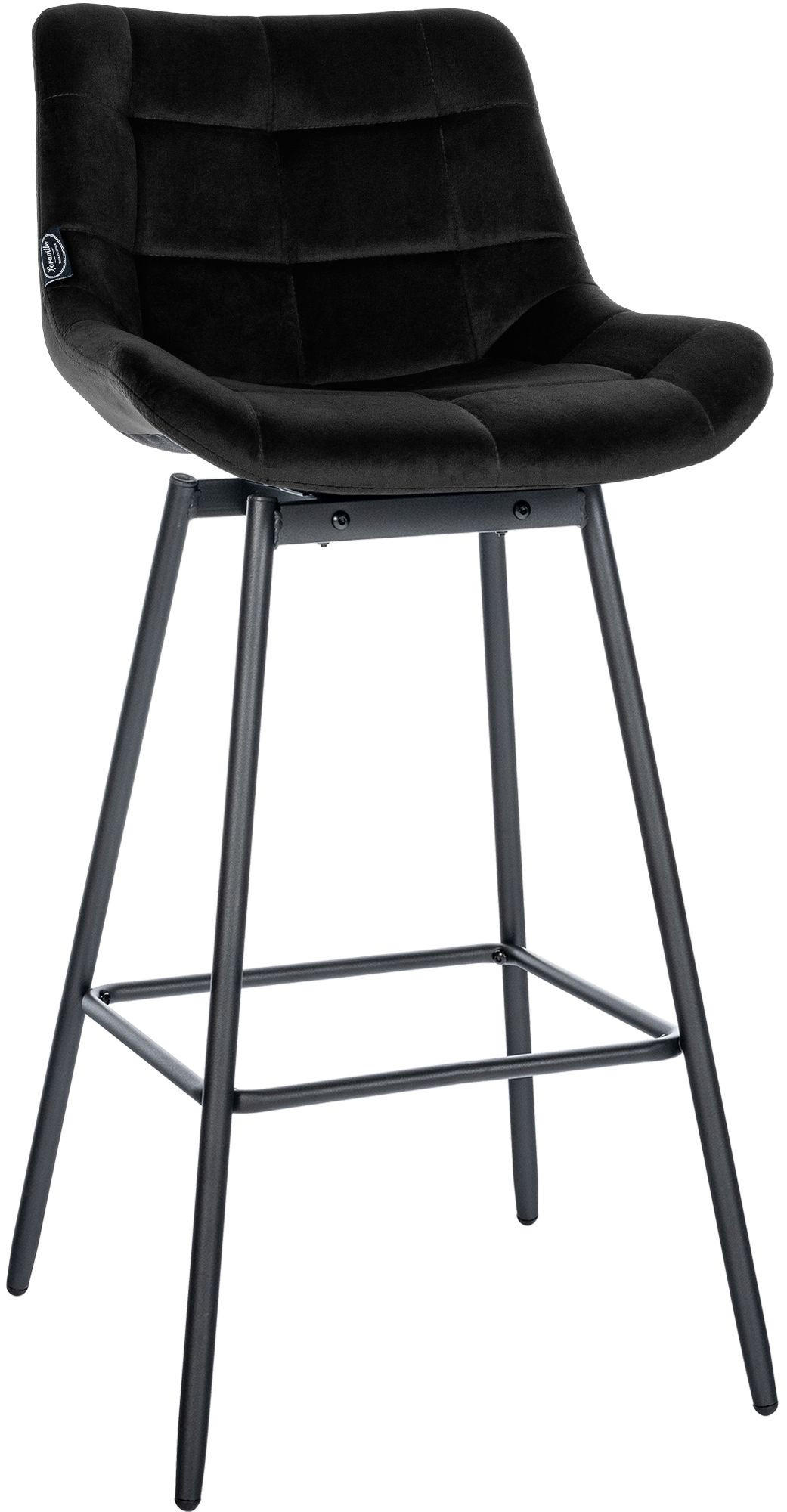 BARHOCKER Samt Schwarz - Schwarz, Textil/Metall (49/105/56cm) - CLP