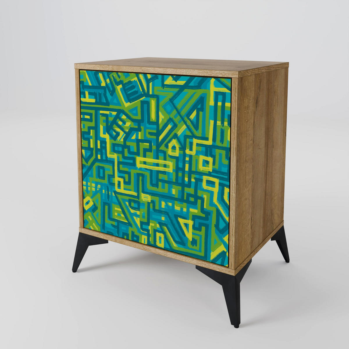 SIDEBOARD NOSTALGIC MEMORIES, Eichefarben, 57,5x42x75,5 cm, Goldfarbene Metallfüße - Eichefarben/Goldfarben, Holzwerkstoff/Metall (57.5/75.5/42cm) - SpaceRebels