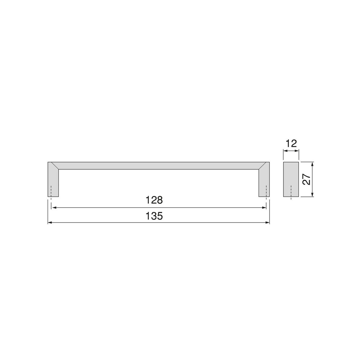 MÖBELGRIFFE Fuji, L135mm, 128mm Achsenabstand, Zamak, Nickel satiniert 25er-set - Silberfarben, Kunststoff (1.2/2.7/13.5cm) - EMUCA
