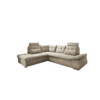 ECKSOFA mit Schlaffunktion, Bettkasten und verstellbarer Armlehne - Chromfarben/Beige, Textil (260/219cm) - ed exciting design