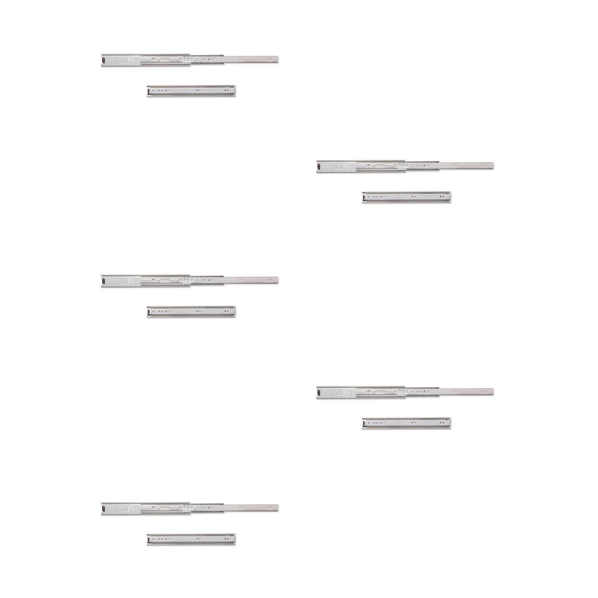 KUGELFÜHRUNGEN Höhe 45mm, Tiefe 300mm, Vollauszug, verzinkt 5er-set - Zinkfarben, Metall (13/6/35cm) - EMUCA