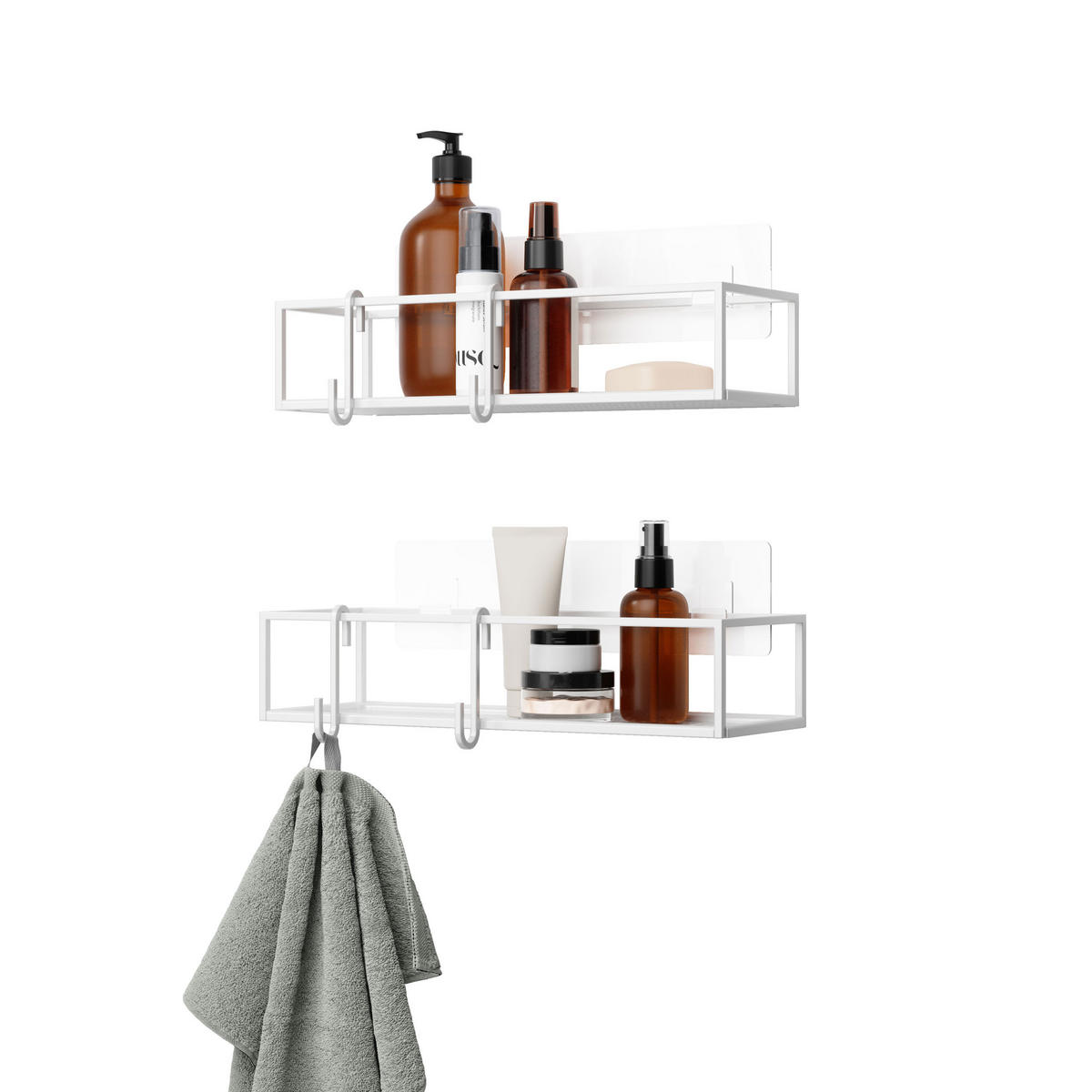 DUSCHABLAGE Cubiko 2er-Set, Weiß - Weiß, Kunststoff (12/6/32cm) - Umbra