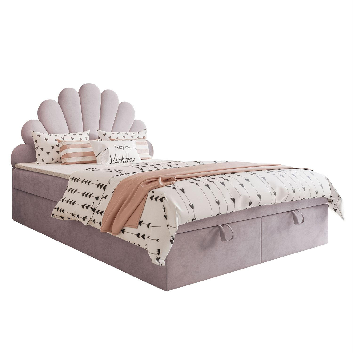 KONTINENTALBETT ASHLEY II mit Federkernmatratze 120x200 cm, Stoff: Magic Velvet 2249, Topper: nein - Violett, Textil - Lookway