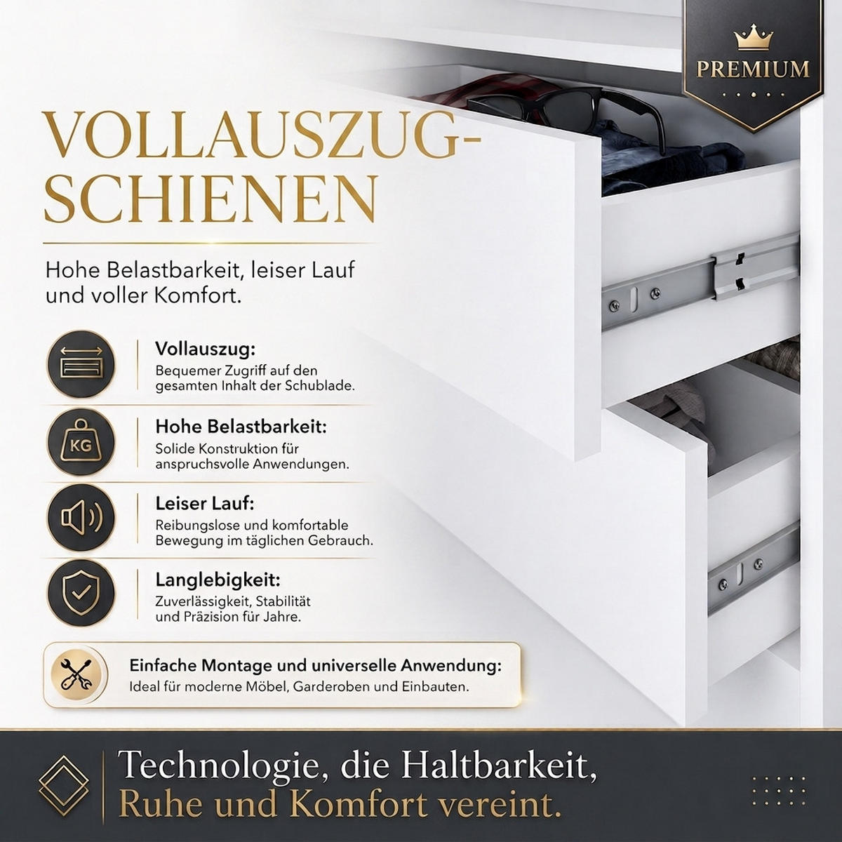 SCHWEBETÜRENSCHRANK BELANO 200 cm. Innenausstattung: Premium Plus - Weiß/Braun, Holzwerkstoff (200/215/59.5cm) - A&J MöbelLand
