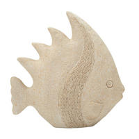 DEKOOBJEKT Fish Sand, beige, Polyresin, 25,3 x 8,6 x 24,5 cm, Motiv: Fische - Beige, Kunststoff (25.3/24.5/8.6cm) - Mauro Ferretti