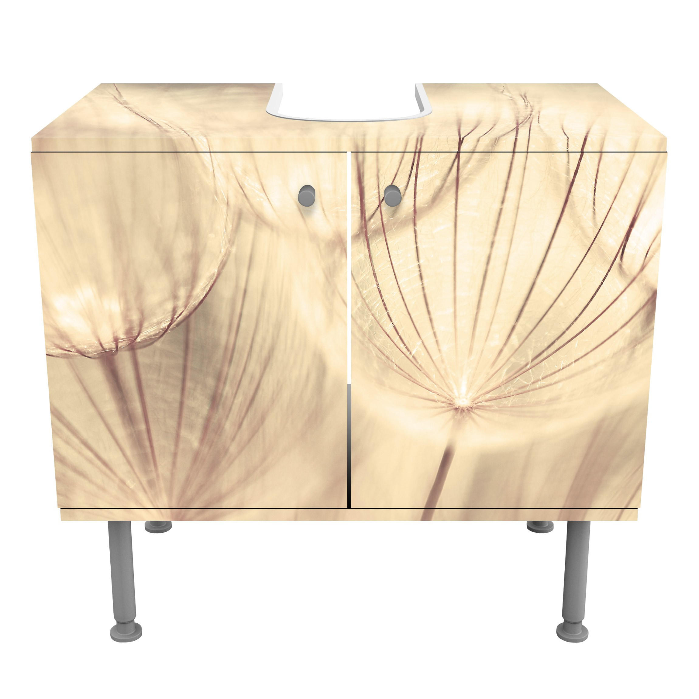 WASCHBECKENUNTERSCHRANK Pusteblumen Nahaufnahme in wohnlicher Sepia Tönung 60/55/35 cm - Beige, Holzwerkstoff (60/55/35cm) - Bilderwelten