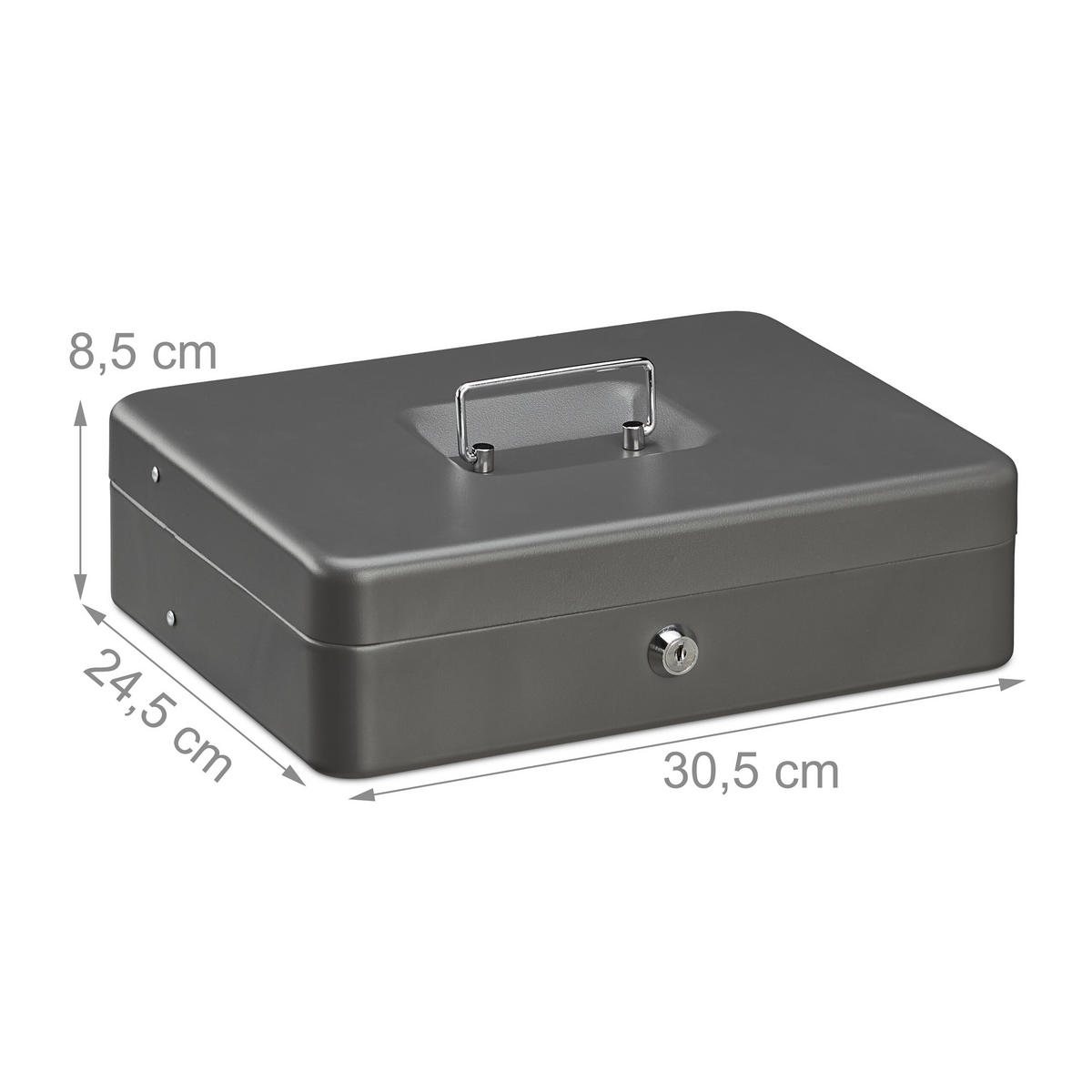 GELDKASSETTE Euro-Münzzählbrett - Grau, Kunststoff/Metall (30.5/8.5/24.5cm) - Relaxdays