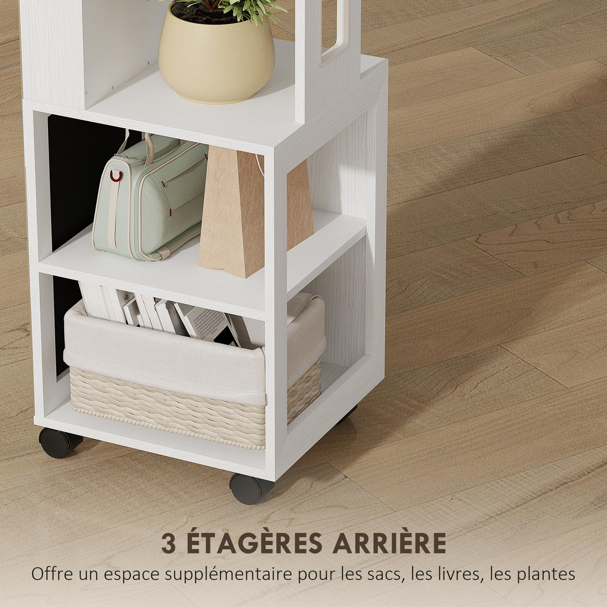 STANDSPIEGEL DE-18889 360° drehbar, LED, 165,5 cm Weiß - Schwarz, Holzwerkstoff (40/165.5/37cm) - ComfortXL