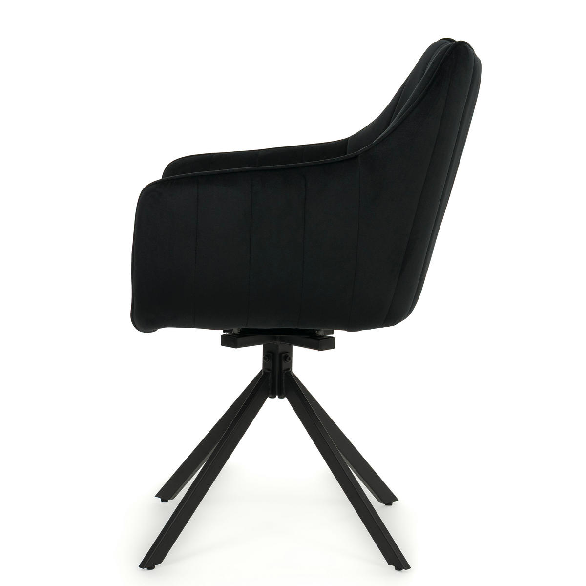 STUHL PIANO drehbar gepolsterter mit Steppung - schwarz - Velour - Schwarz, Textil/Metall (59/88/61cm) - NEW HOME