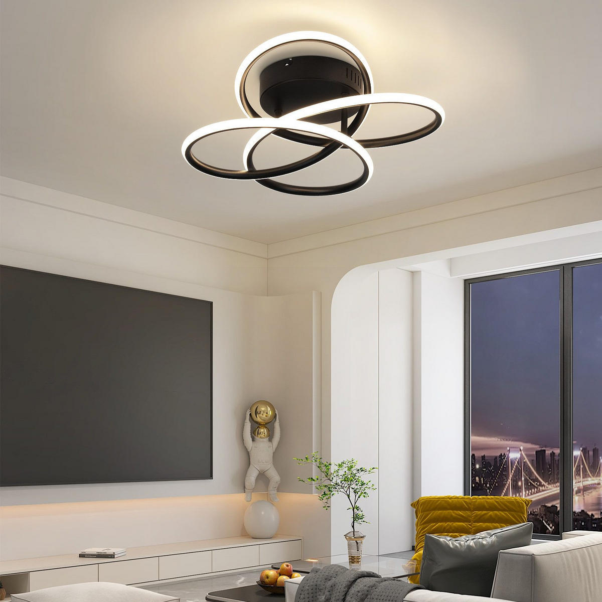 LED-DECKENLEUCHTE Meldon 33/36/14 cm - Schwarz, Metall (36/33/14cm) - ZMH