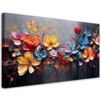 LEINWANDBILD Gemaltes Blumenarrangement 120x60cm - Multicolor, Textil (120/60cm) - Feeby