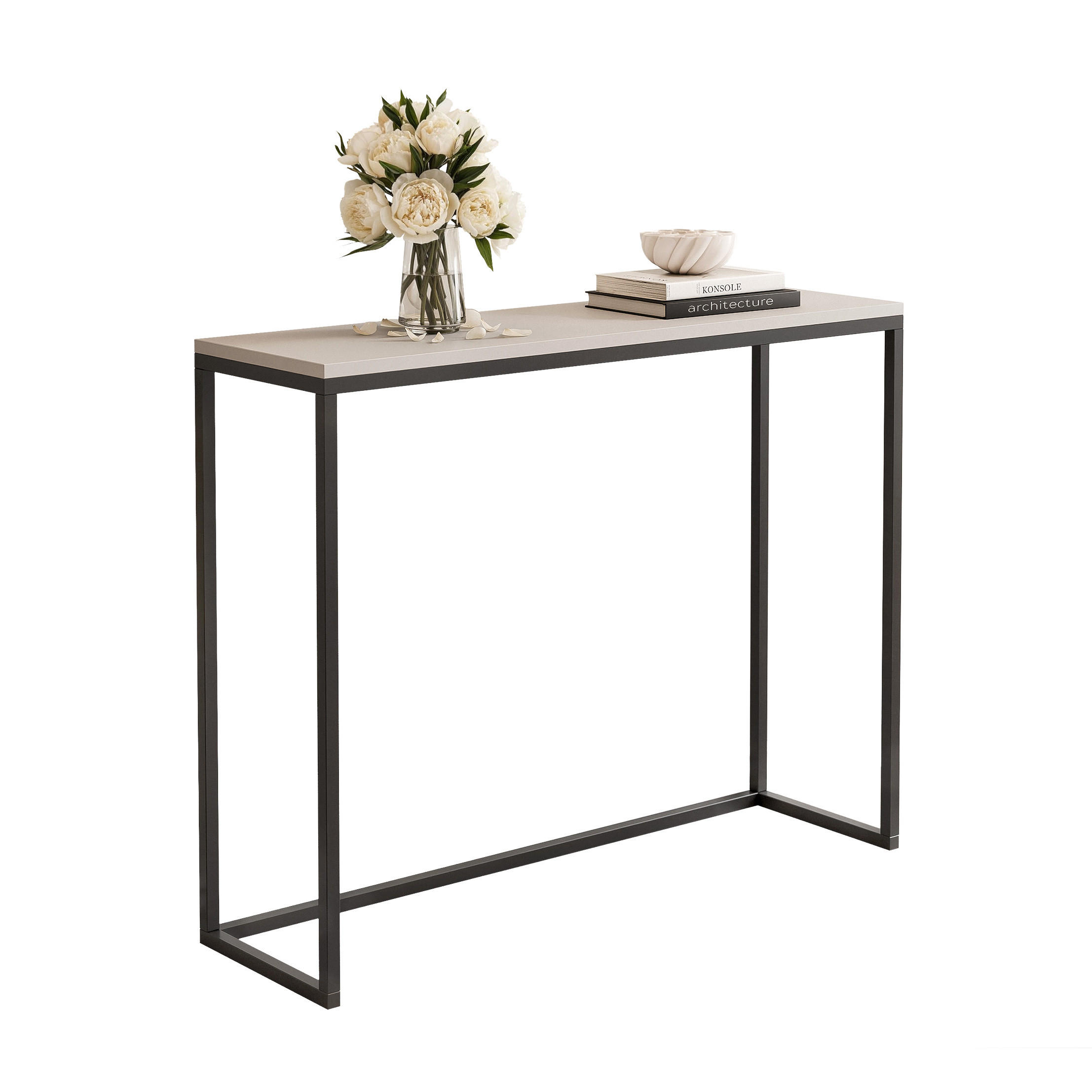 KONSOLENTISCH LORA 80 cm, Schwarz / Cashmere - Kaschmir/Schwarz, Metall (30/80/80cm) - Idohome