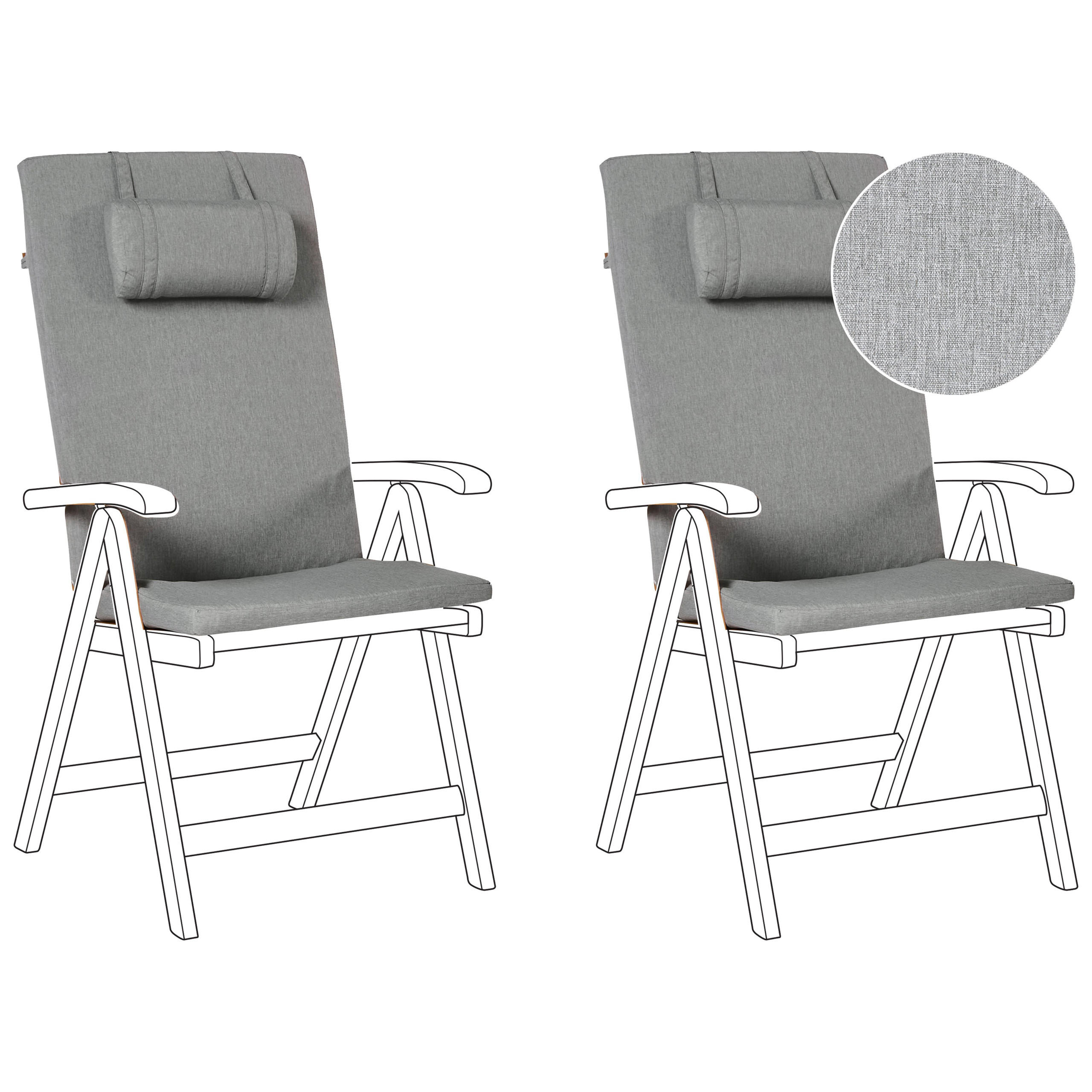 Sitzauflagen 2er-Set Grau meliert 50/45 cm Java/Amantea Premium - Grau, Textil (71/71/50cm) - Beliani