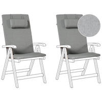 Sitzauflagen 2er-Set Grau meliert 50/45 cm Java/Amantea Premium - Grau, Textil (71/71/50cm) - Beliani
