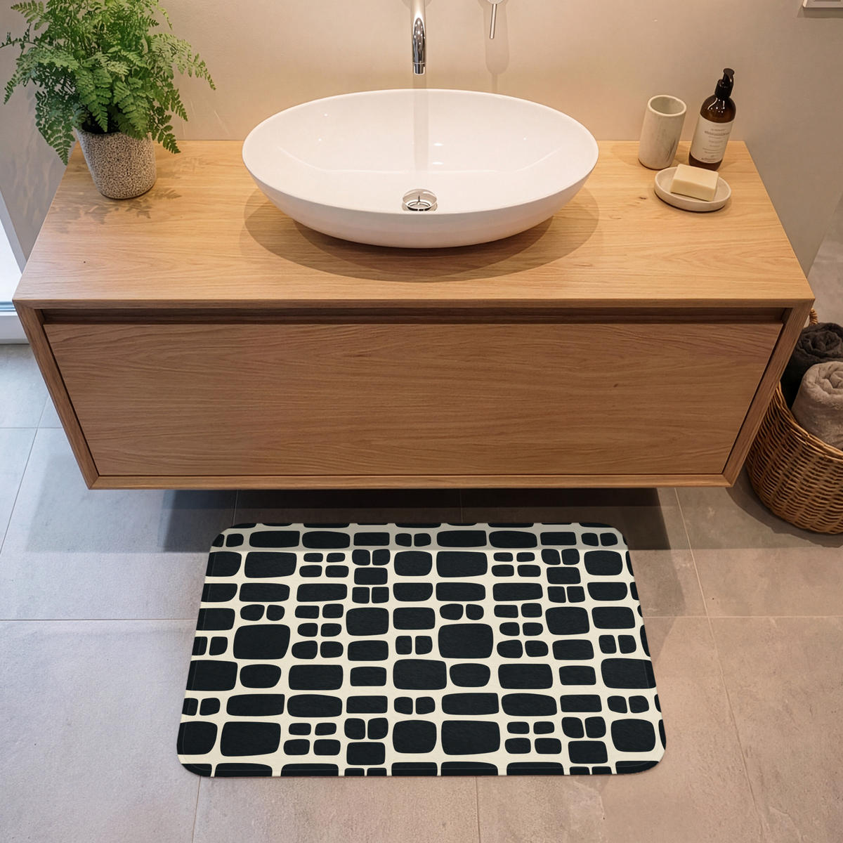 KOUPELNOVÁ PŘEDLOŽKA Moderní - organické - černé 80x50 cm - antracitová, textil/plast (80/50cm)