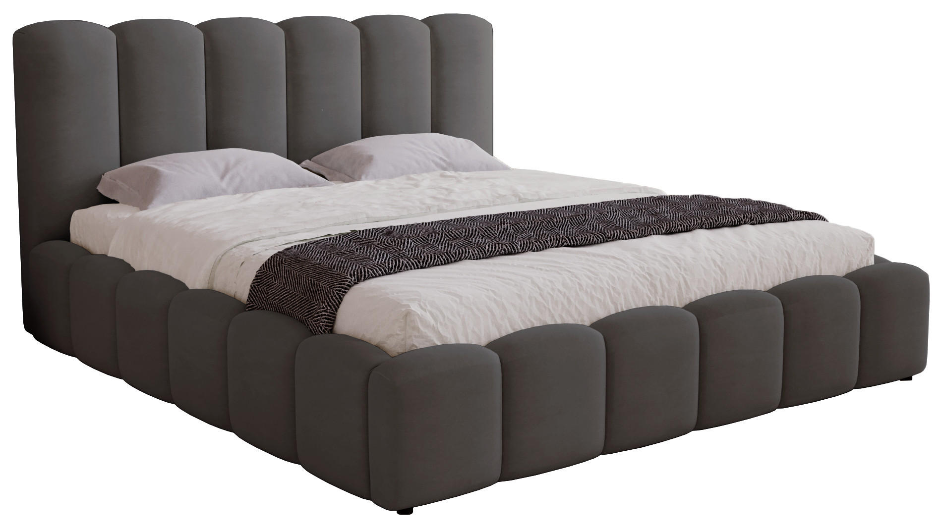 POLSTERBETT 180x200 cm Florent, Bettkasten, Samt, Dunkelgrau - Dunkelgrau, Holz/Textil (180/200cm) - Emporius