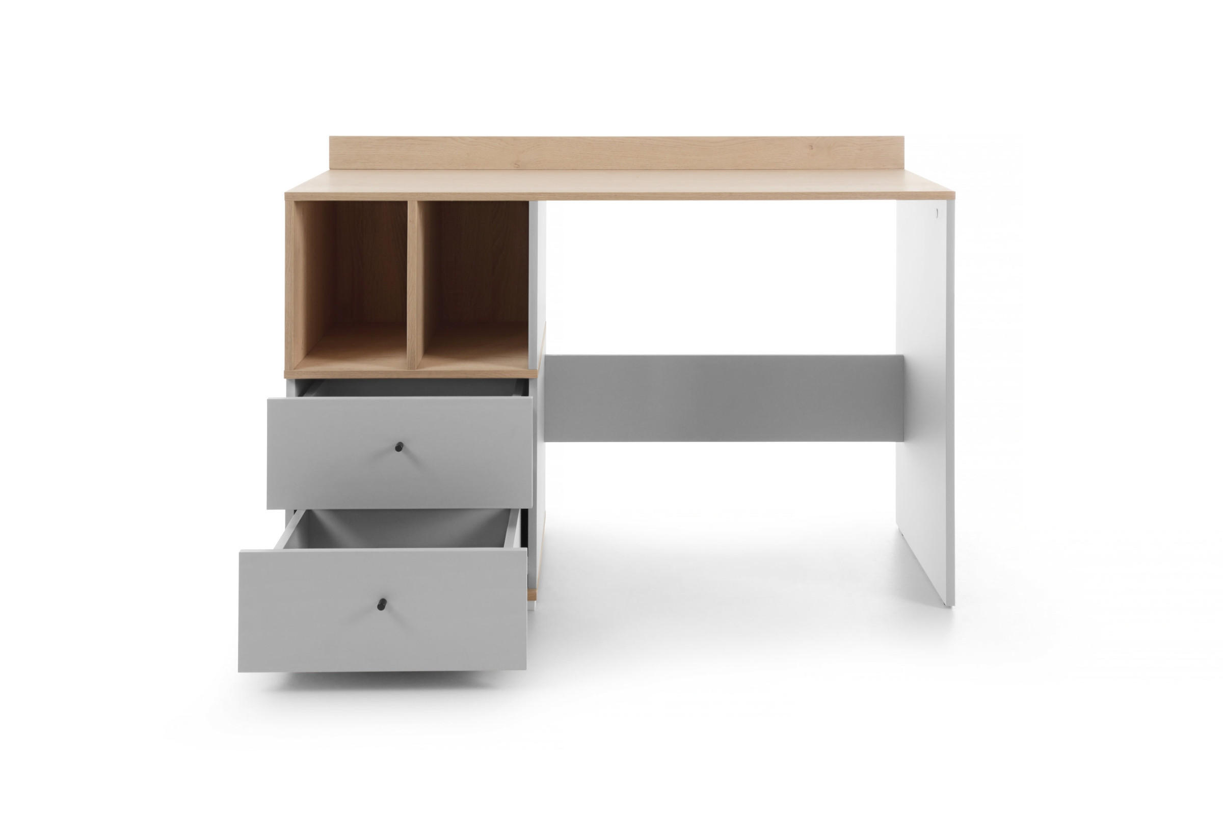 KINDERSCHREIBTISCH OLAF 05 120/55/83 in Platin Grau / Biskuit Eiche - Eichefarben/Grau, Holzwerkstoff (120/83/55cm) - Deine Möbel 24