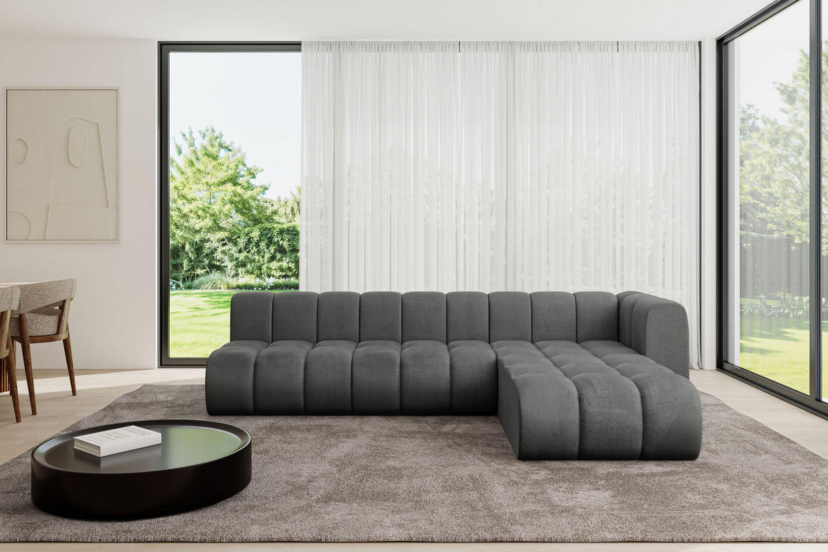 ECKSOFA modulares Sofa Darnel-L2 - 296x177x70 cm Dunkelgrau - Dunkelgrau, Holzwerkstoff/Textil (296/177cm) - ALTDECOR