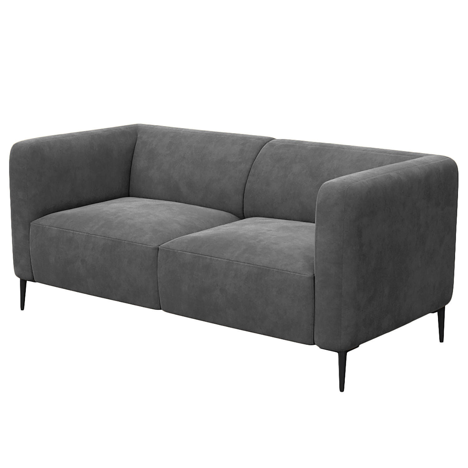 2,5-SITZER SOFA - Schwarz/Grau, Textil/Metall (175/74/88cm) - home24