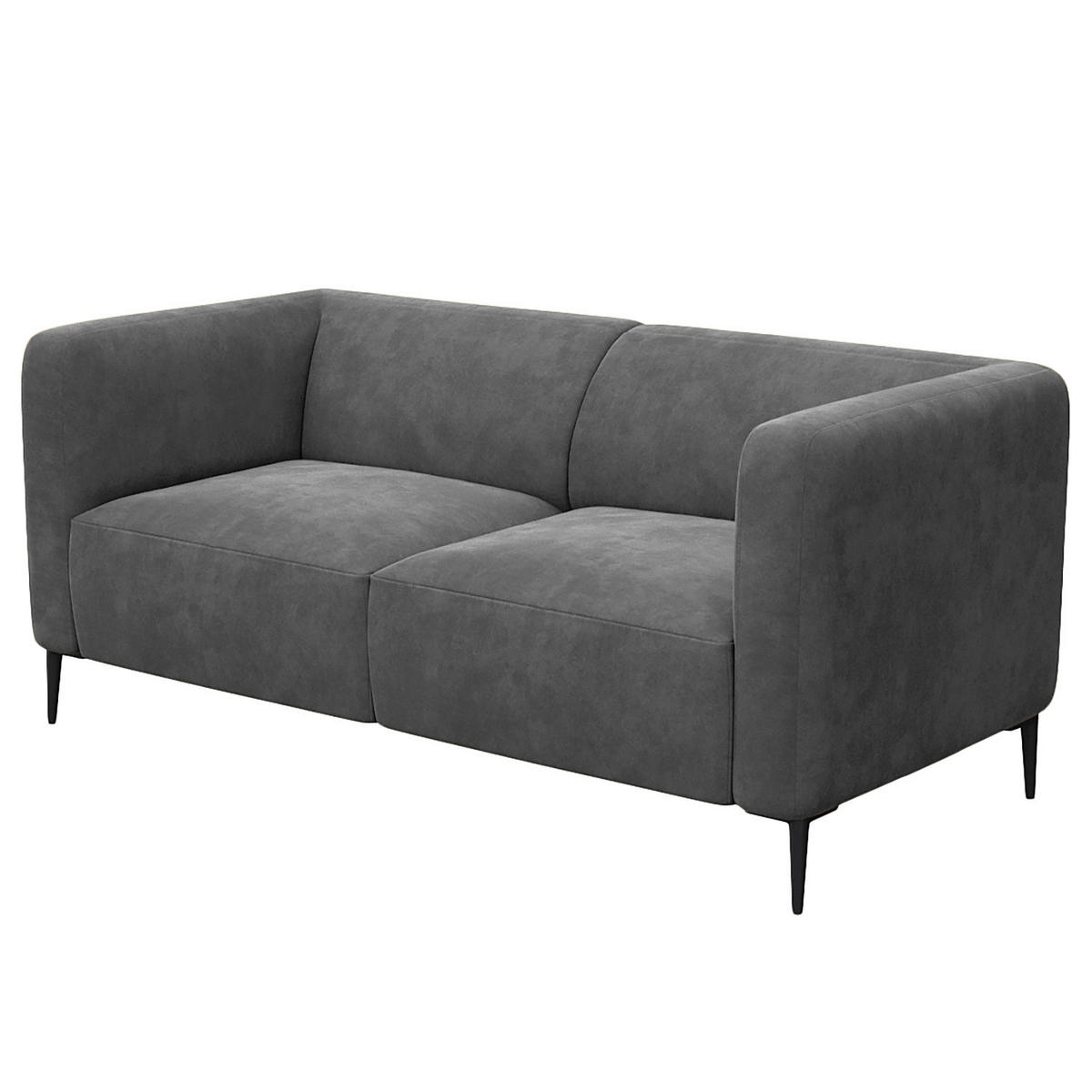 2,5-SITZER SOFA - Schwarz/Grau, Textil/Metall (175/74/88cm) - home24