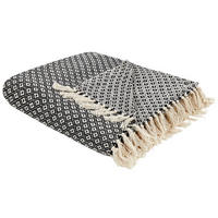 DECKE Schwarz 220/240 cm Chyama - Schwarz/Weiß, Textil (220/240cm) - Beliani