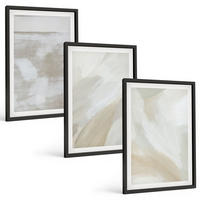 BILDER SET 3er Set - 40x60 cm Schwarzer Rahmen - Abstrakte Pinselstriche - Schwarz, Kunststoff (40/60cm) - TULUP
