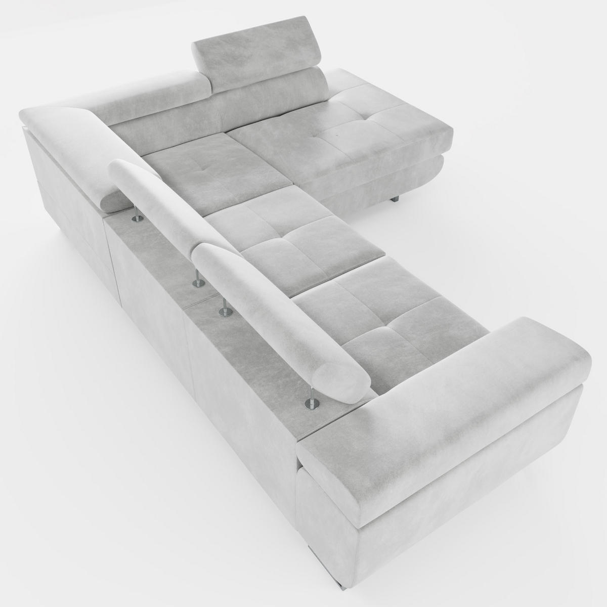ECKSOFA VEMO EDGE Rechts Dunkelblau Velour-Stoff mit Bettkasten und Schlaffunktion - Dunkelblau, Textil (270/200cm) - Barchello