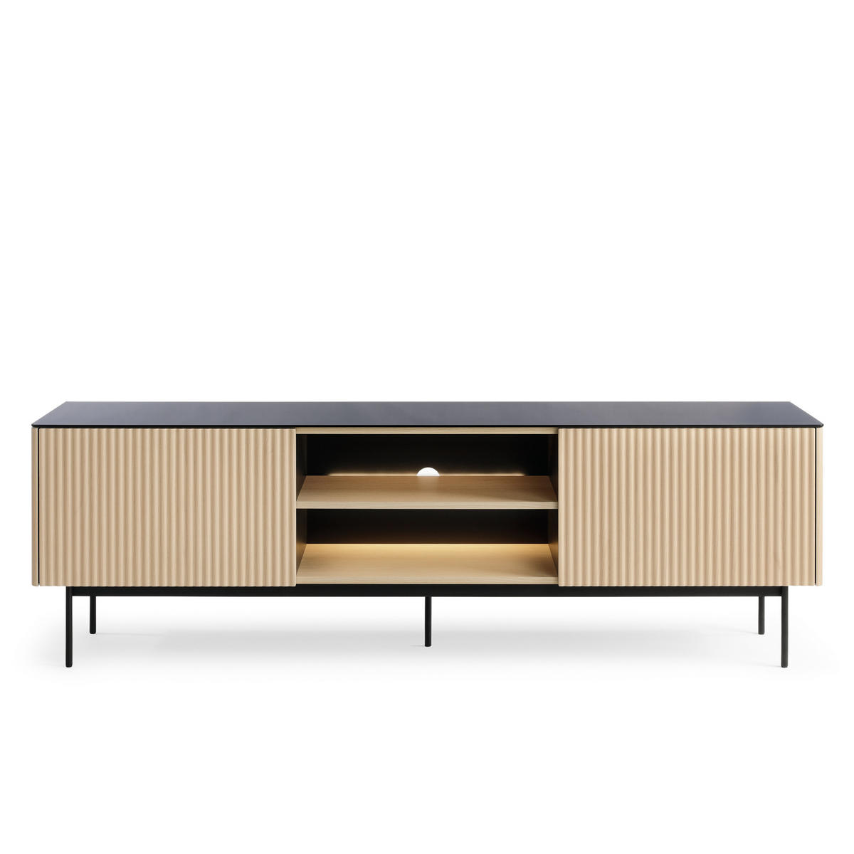 TV LOWBOARD OLDEN RTV1 Glasplatte Eiche - Eichefarben, Glas/Holzwerkstoff (180/52/39cm) - Komodee
