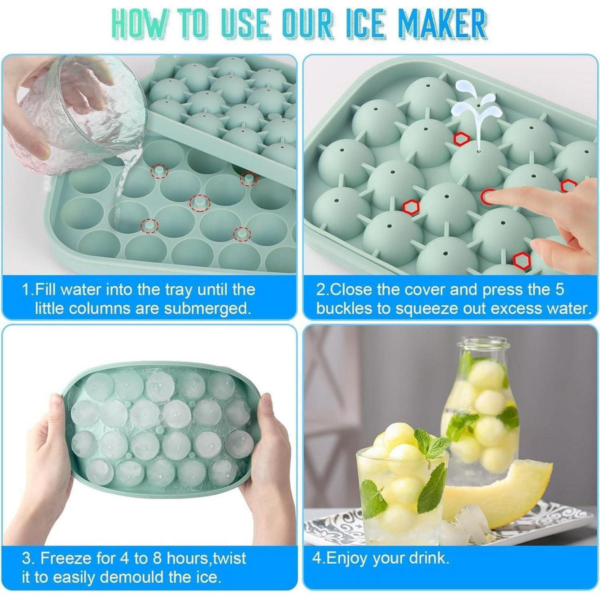 EISWÜRFELFORM 2-teiliges Set Rund Silikon Grün - Grün, Kunststoff (12/3.8/20cm)