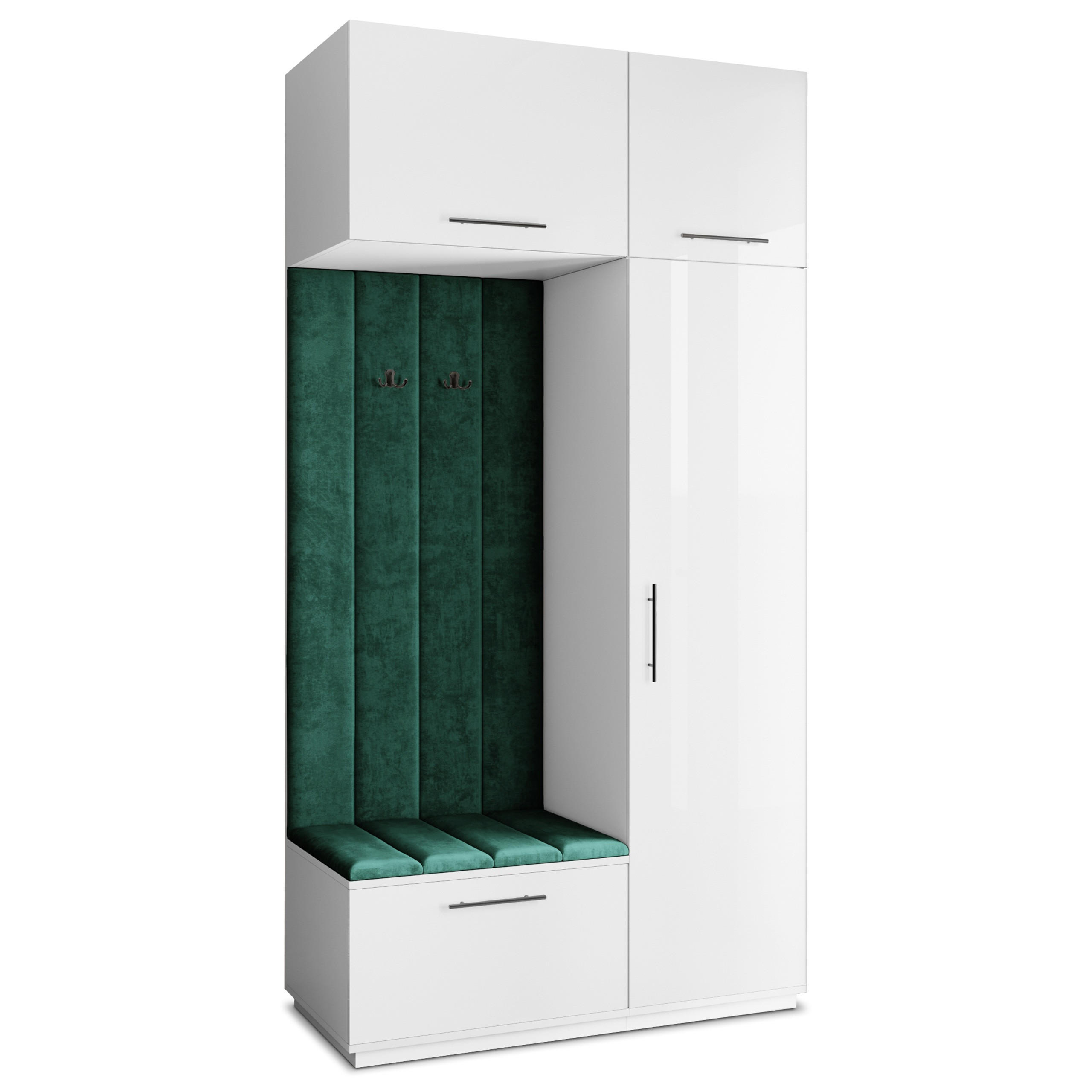 GARDEROBENSCHRANK REMA 120/240/60 cm Modern Garderobe-Set Weiß - Weiß/Grün, Holzwerkstoff (120/240/60cm) - MASSENO