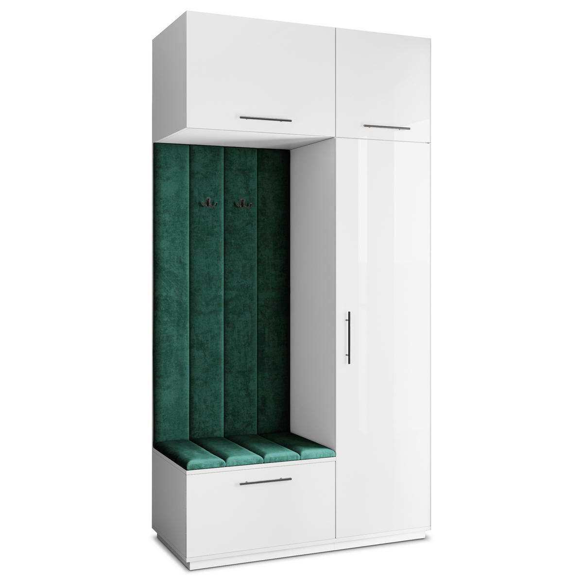 GARDEROBENSCHRANK REMA 120/240/60 cm Modern Garderobe-Set Weiß - Weiß/Grün, Holzwerkstoff (120/240/60cm) - MASSENO