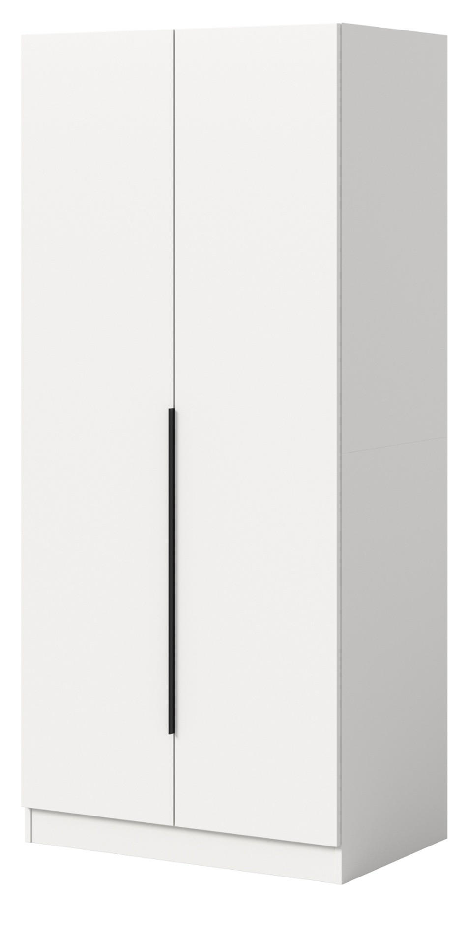 KLEIDERSCHRANK weiß 2-türig 80 x 181 cm, Drehtürenschrank mit Kleiderstange - Schwarz/Weiß, Holzwerkstoff/Kunststoff (80/181/52cm) - Inn.Furn