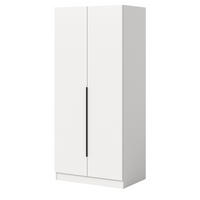 KLEIDERSCHRANK weiß 2-türig 80 x 181 cm, Drehtürenschrank mit Kleiderstange - Schwarz/Weiß, Holzwerkstoff/Kunststoff (80/181/52cm) - Inn.Furn