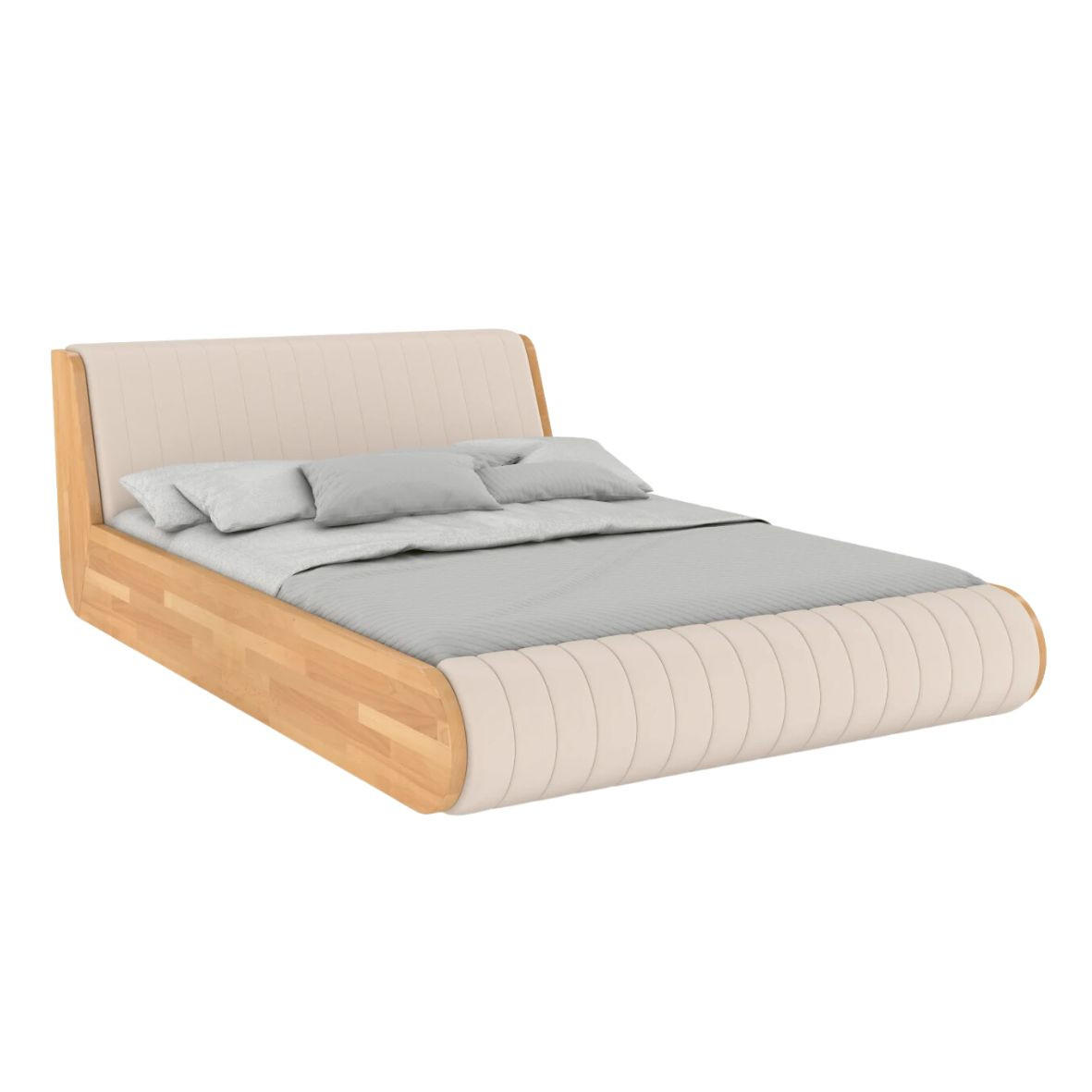 MASSIVHOLZBETT Harald 180/200, schwebende Optik, Naturfarben-Beige - Buchefarben, Holz/Buchenholz (180/200cm) - Visby