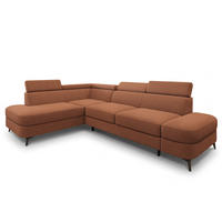ECKSOFA AVISE Q L-S Orange Boucle-Stoff mit Schlaffunktion - Orange, Holzwerkstoff/Textil (268/195cm) - MASSENO