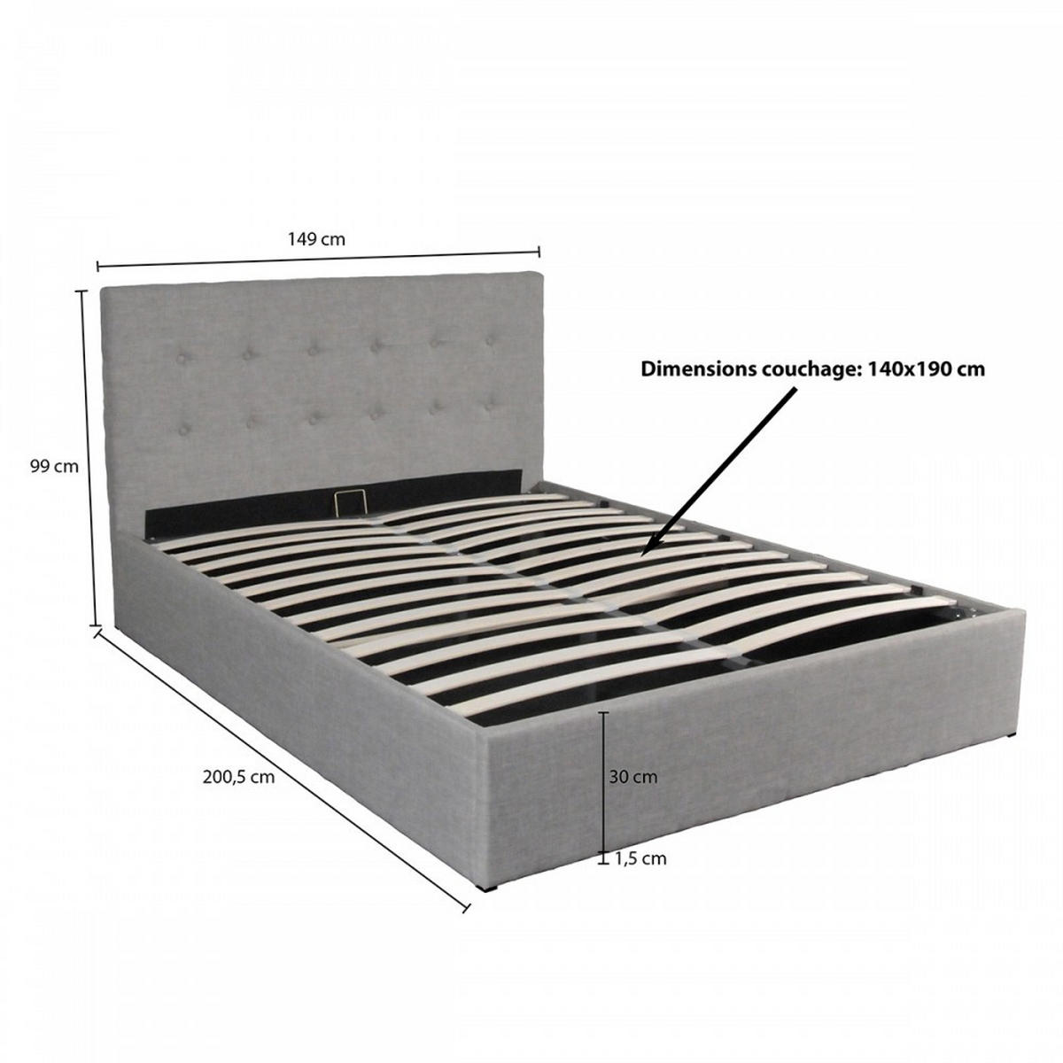 BETTKASTEN PARMA mit Lattenrost/ Bettkasten 140x190 - Grau - Grau, Holzwerkstoff (140/190cm) - Weber Industries