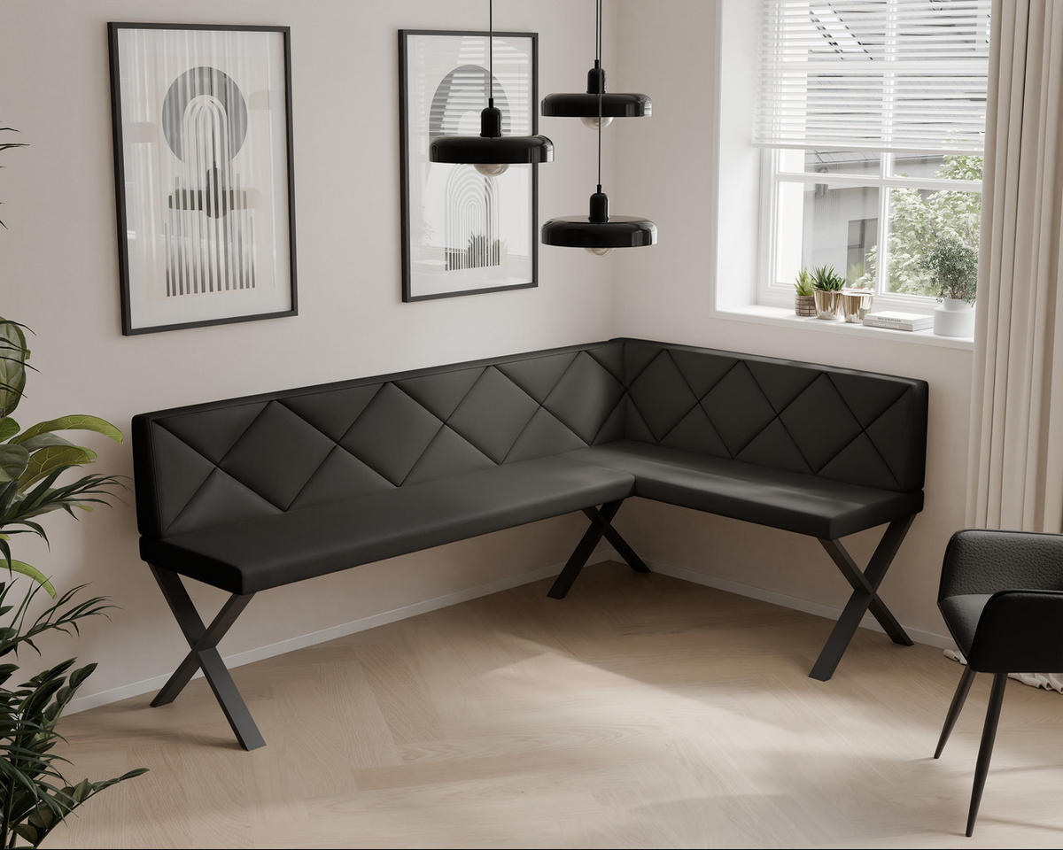 ECKBANK rechts VERO X Kunstleder gesteppt, 168/128 cm Anthrazit - Anthrazit, Kunststoff/Textil (128/168cm) - Idohome