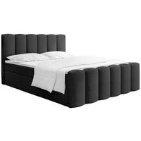 BOXBETT Serenity mit Bettkasten, Boucle Schwarz 200x200 cm – inkl. H4 Taschenfederkern Matratze & Foam Topper - Schwarz, Holz/Holzwerkstoff (200/200cm) - WFL GROUP