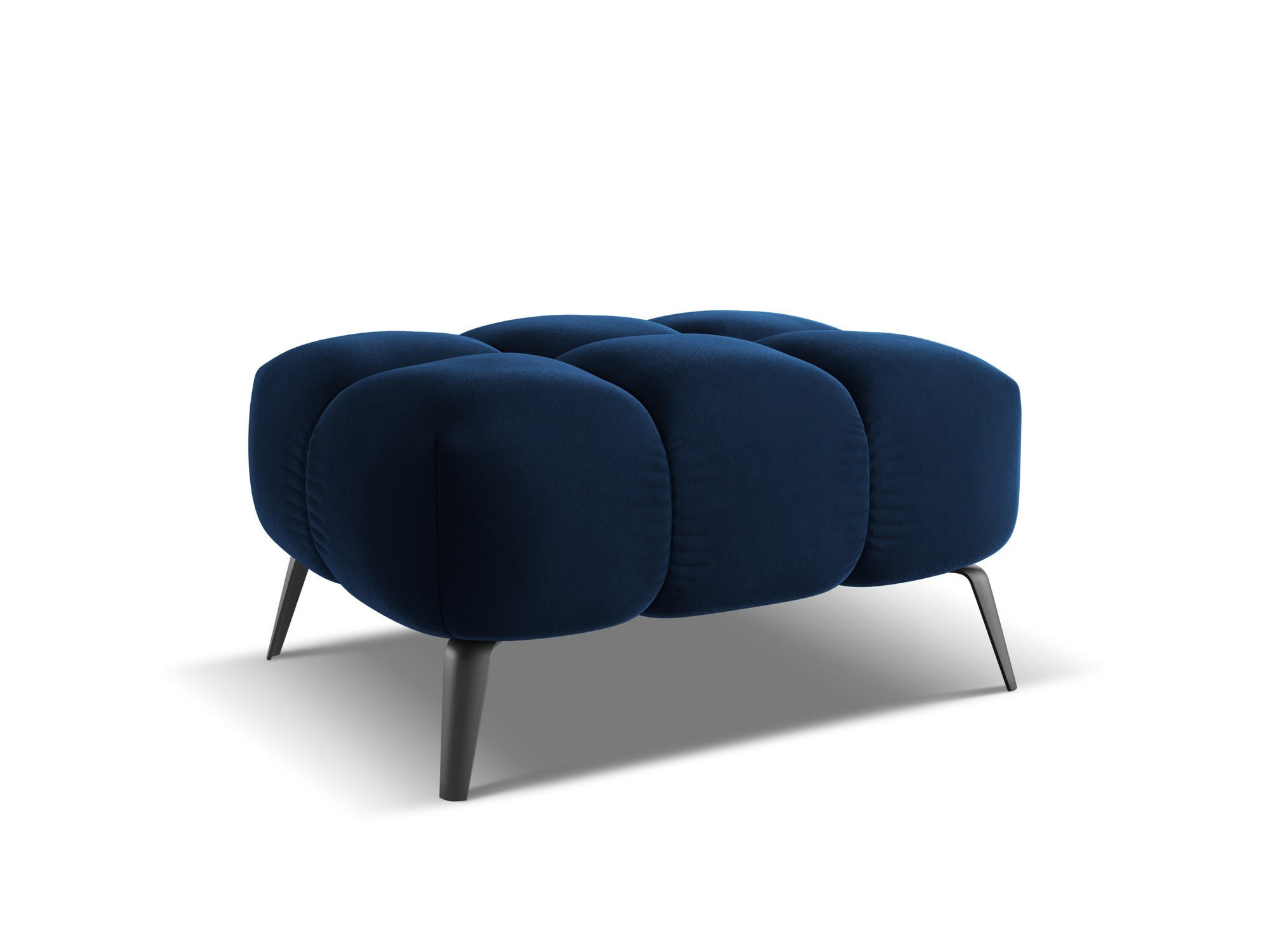 POUF Samt Stoff Blau - Blau/Schwarz, Textil/Metall (78/41/60cm) - Makamii