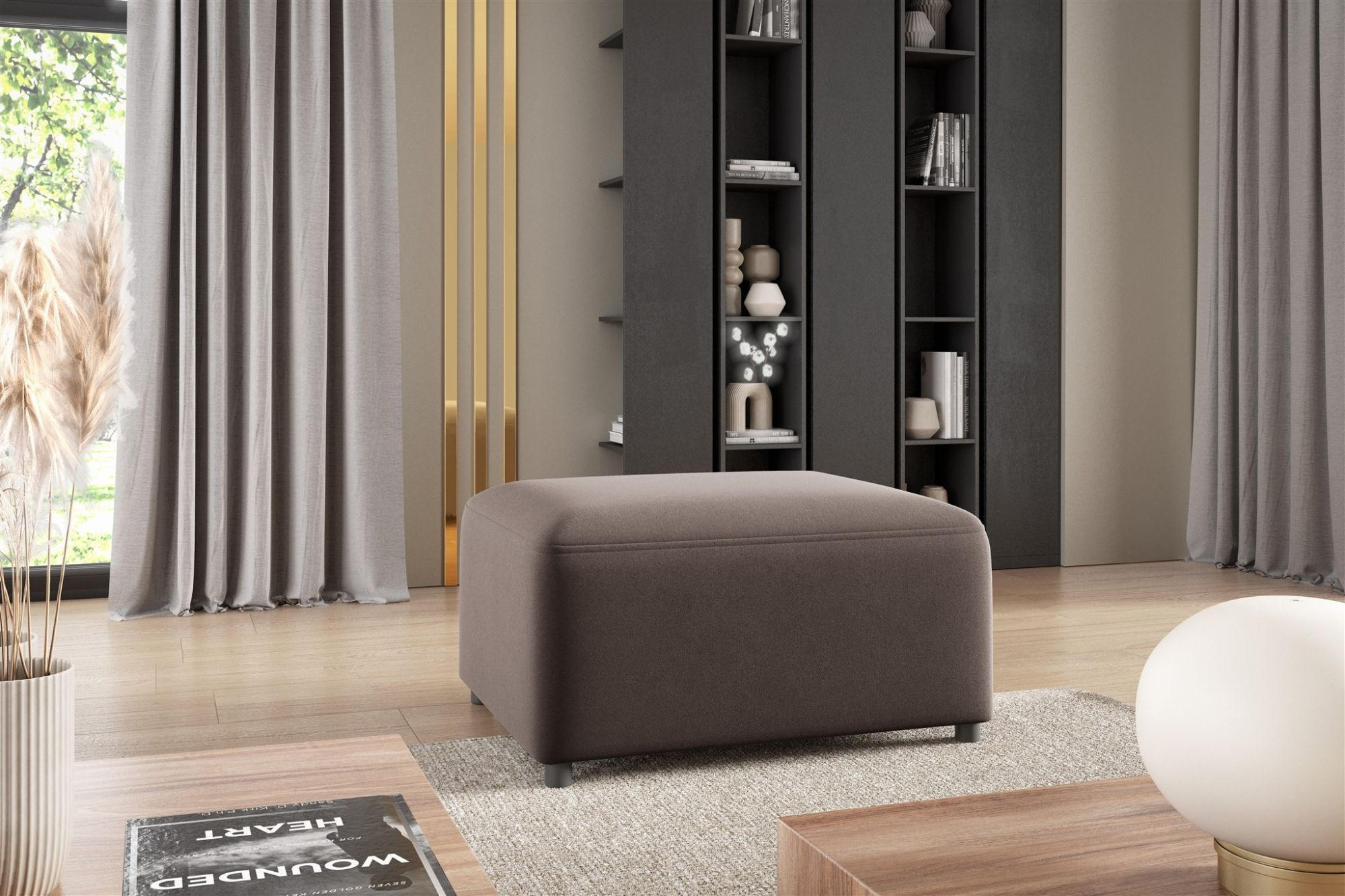 Thumbnail - Fun Möbel Ecksofa, Braun, Textil, Ottomane links, 304x165 cm, Wohnzimmer, Sofas & Couches, Wohnlandschaften, Ecksofas