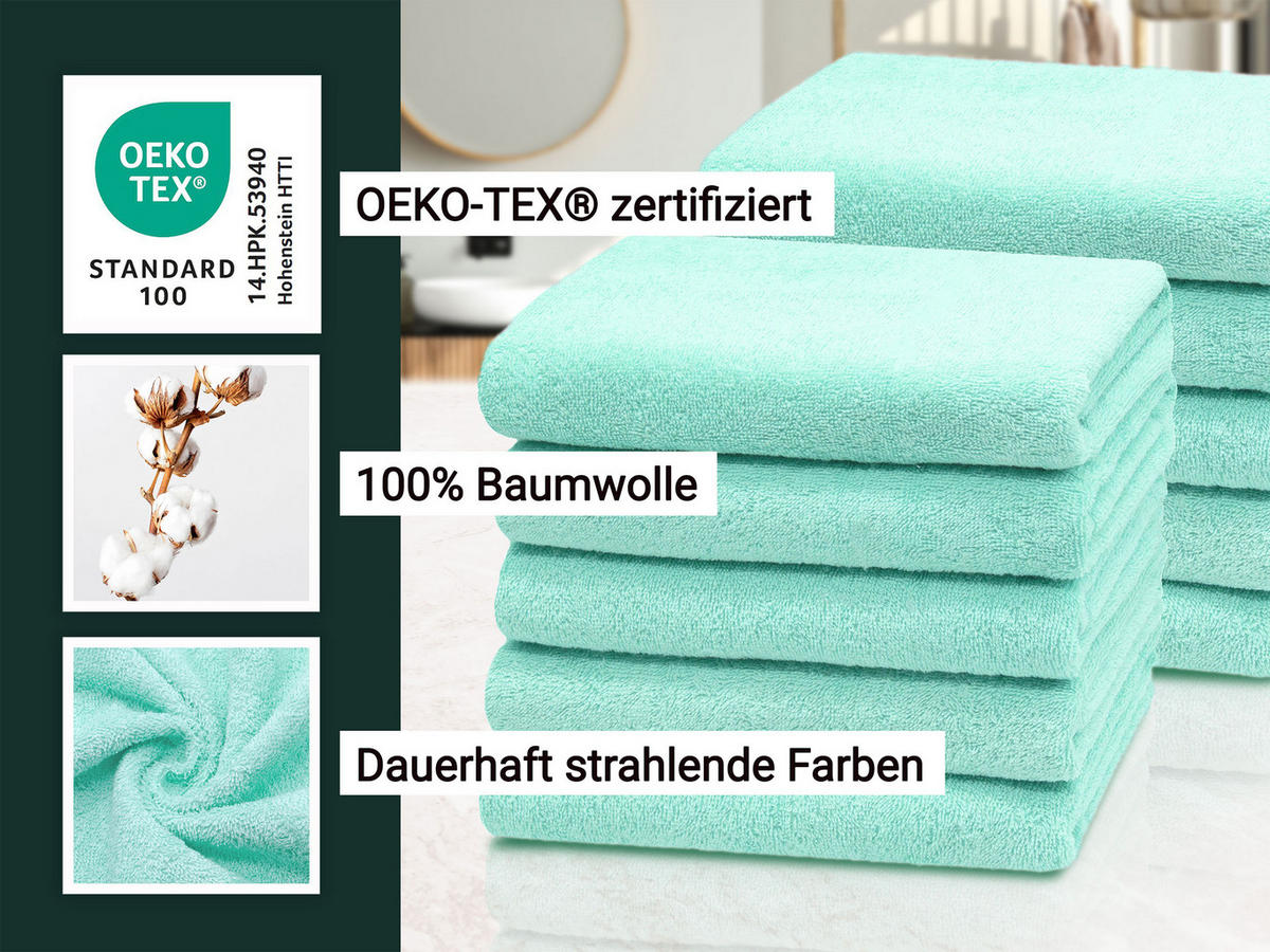 HANDTÜCHER, 10er-Set, 50x100 cm, 100% Baumwolle, Blau - Grün, Textil (50/100cm) - Zollner