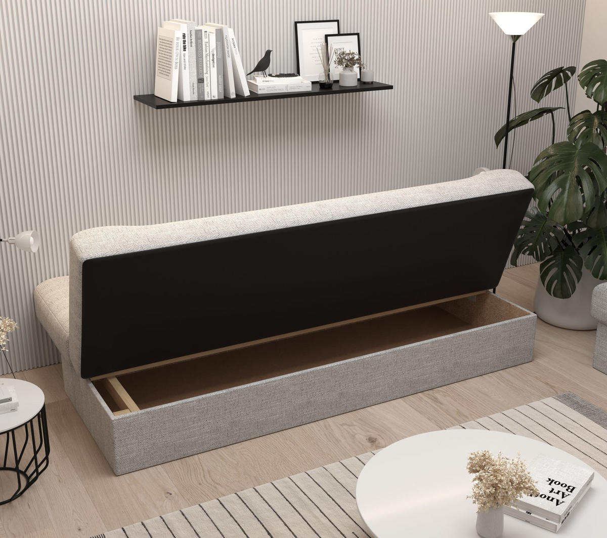 SOFA LAWA mit Schlaffunktion KORNET 10 mit Stauraum - Schwarz, Textil (192/93/80cm) - Bedante