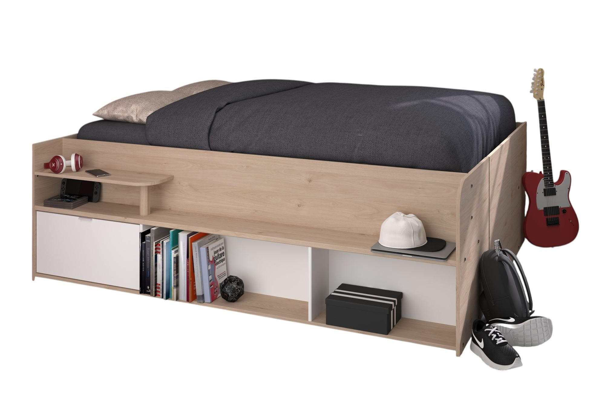 HOCHBETT Parisot Travel 140x200 Holznachbildung Jackson Eiche/Weiß - Eichefarben/Weiß, Kunststoff (140/200cm) - 58aufmkessel