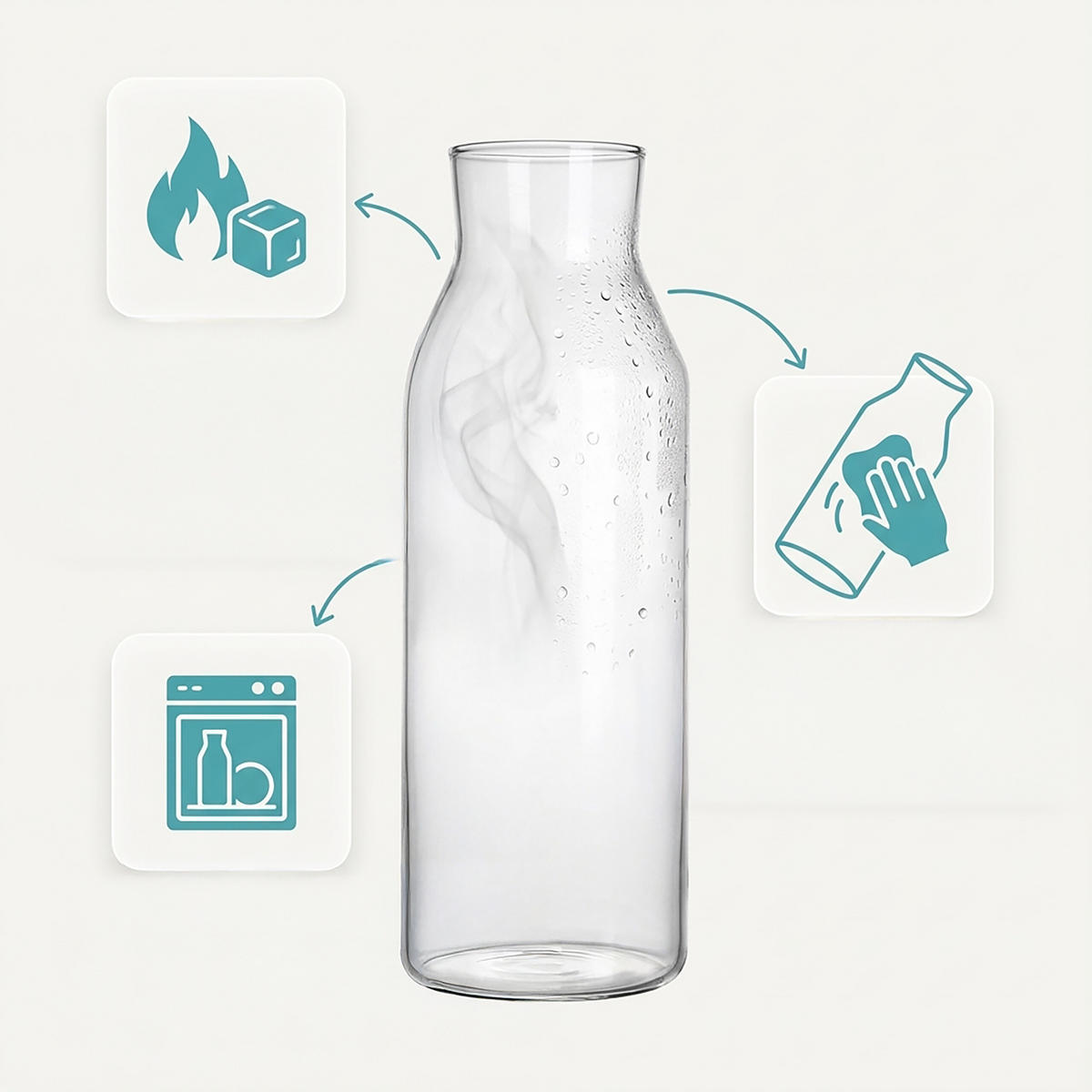 GLASKARAFFE - Transparent, Glas/Naturmaterialien (1.2L) - Relaxdays